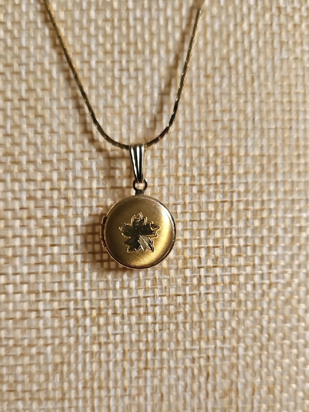 Gold-Tone Leaf Locket Necklace